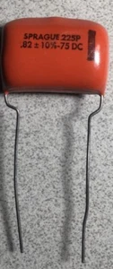 (10) NOS Sprague Orange Drop 225P Polyester Kondensator 0,82uf 75V DC 10% - Bild 1 von 2