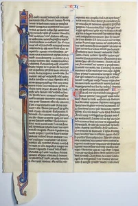 MINIATURA BIBBIA MANOSCRITTO PERGAMENA LIBRO RUTH ORO DECORATO DU PRAT PARIS 1290 - Foto 1 di 6
