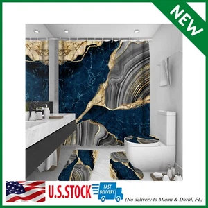 Shower Curtains Complete Set 4 Piece Set For Shower Bathroom Elegant Blue Offer - Picture 1 of 8