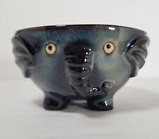 Pacifica Home Ceramic  Happy Elephant Blue Bowl Planter Whimsical