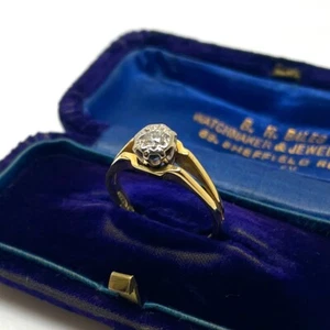 Vintage 18ct Gold Diamond Ring Size M 18k Yellow Gold Hallmarked 0.15ct Dia Ring - Picture 1 of 7