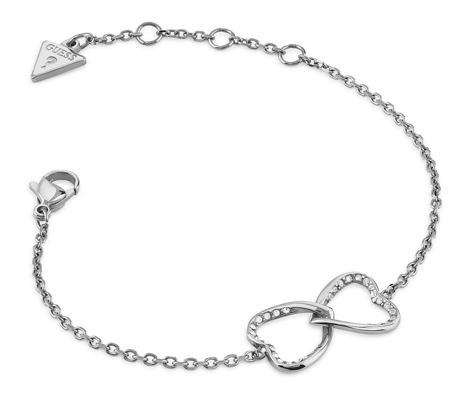GUESS braccialetto Mon Amour Two Hearts Bracelet S Rhodium - Immagine 1 di 1