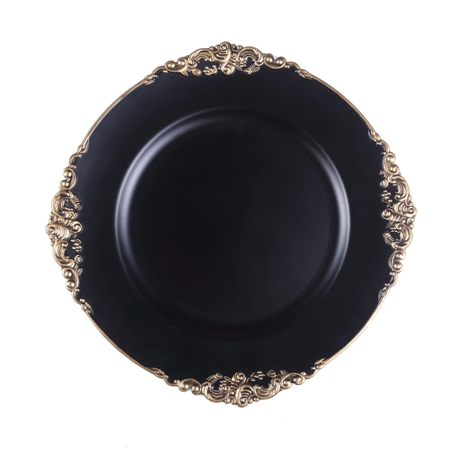 6 шт. 13-дюймовых круглых тарелок с тиснением обода зарядного устройства свадебные настольные украшения - Изображение 1 из 2