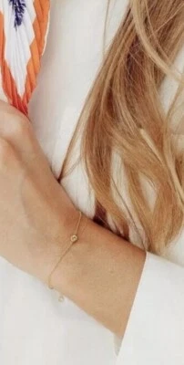 Marrin Costello 14K 镀纯银底座白色黄玉石精致 7 英寸手链 — 第 1/2 张图片