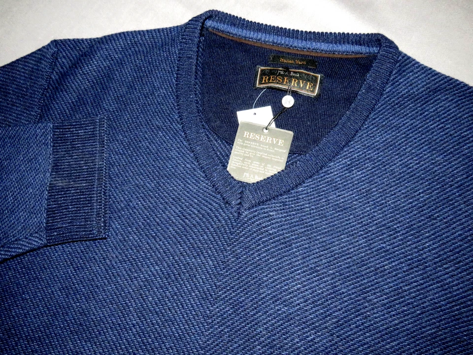 ¡NUEVO! Jos. A. Suéter Bank Mezcla Lana/Cachemira Azul Oscuro Cuello en V Para Hombre Grande ¡NUEVO CON ETIQUETAS! Foto 1 de 4