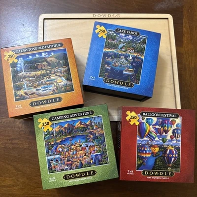 Dowdle 4 Lot Mini Wooden Puzzle 250 pcs Camps Balloons Lake Tahoe Yellowstone - Image 1 of 4