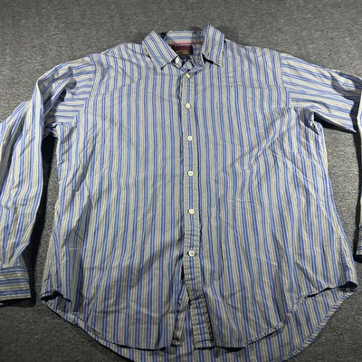 Camisa Daniel Cremieux Vintage Azul Verde Rayas Con Botones Para Hombre XL Manga Larga Foto 1 de 4