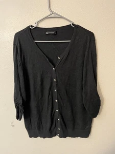 Cárdigan Top Mujer New York & Company XL Negro Sólido Manga 3/4 Mezcla Algodón - Imagen 1 de 5