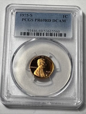1975-S Lincoln Memorial Cent 1c PCGS PR69RD DCAM - Image 1 of 3