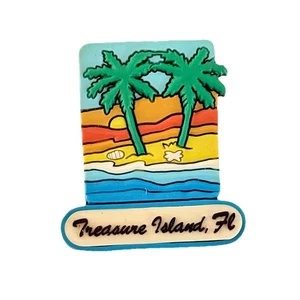 VTG Refrigerator Fridge Magnet Treasure Island Florida Beach Script Rubber B16 - Picture 1 of 6