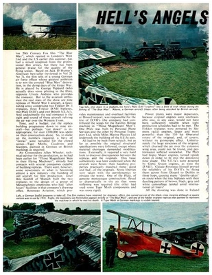 Anuncio impreso de colección de la revista 20th Century Fox The Blue Max 1966 Primera Guerra Mundial película de aviación Foto 1 de 2