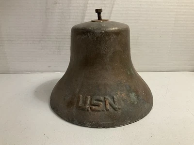  СТАРЫЙ КОРАБЛЬ ВМС США? ООН США Латунь/бронза 13 фунтов колокол 9,25 «ширина 6,5» высокий - Изображение 1 из 4