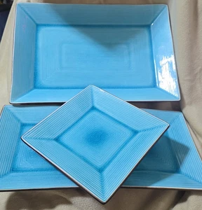 PLATO DE ENSALADA STONEWARE REACTIVE GLAZE DE 1~15"" Y 3 ~ 8"" CUADRADOS HOME TARGET - Imagen 1 de 5