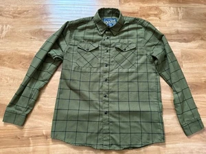 Dixxon Flannel Shirt Mens MGreen Plaid Pearl Snap Size M - Picture 1 of 6