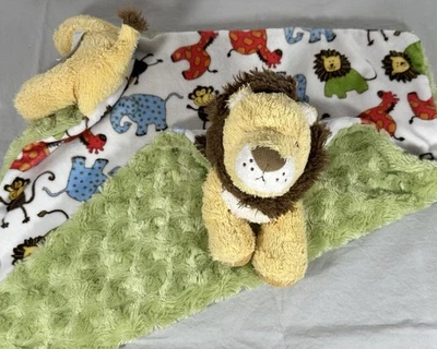 Manta Carter’s Lion Lovey de Lovems hecha a mano 19x19” felpa verde Minky Foto 1 de 4