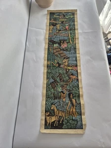 Original Balinese Kamasan Art Scroll – Hand-Painted Cloth, Village Life - Foto 1 di 11