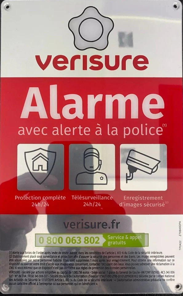 VERISURE PROMO Plaque Plexi VERISURE  24 cm X 15 cm NEUVE - Photo 1/1
