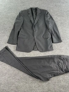 Jos A Bank Suit Men 42L Gray Wool Solid Premium Jacket Pleated Pants 36x34 - Picture 1 of 22