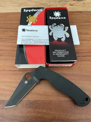 Spyderco Paramilitary 2 Tanto Negro Mango G10 Hoja Negra PM2 - Nuevo Para Fotos Foto 1 de 4