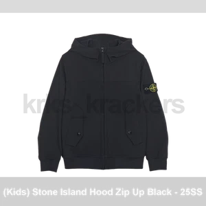 (Kids) Stone Island Hood Zip Up Black - 25SS - Picture 1 of 1