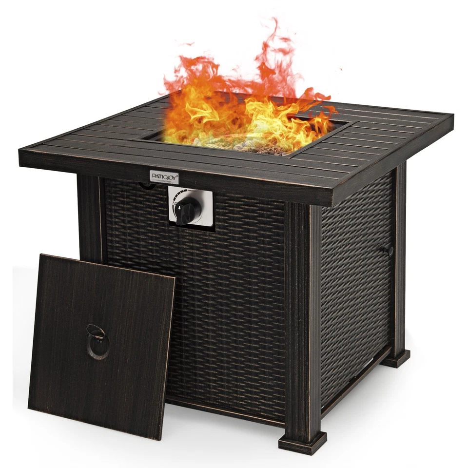 30" 50000 BTU Square Propane Gas Fire Pit Table