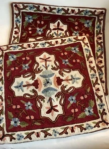 Vtg Silk Hand Embroidered Crewel Cushion Cover Uzbek Suzani Style 40 X 40cm VGC - Picture 1 of 5