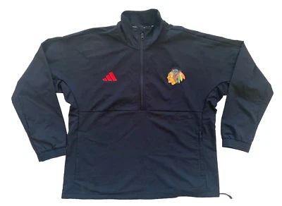 Adidas Chicago Blackhawks NHL Authentic 1/4 Zip Pullover Jacket Women L New - Image 1 of 4