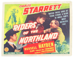 RIDERS OF THE NORTHLAND ORIGINAL TITLE LOBBY CARD 1942 CHARLES STARRETT HAYDEN