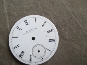VINTAGE PORCELAIN DIAL FOR WALTHAM POCKET WATCH 43MM DIAMETER USA-FOR PARTS - Picture 1 of 7
