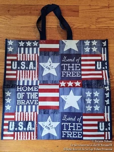 NEW REUSEABLE TOTE GIFT SHOPPING BAG PATRIOTIC FOURTH 4 OF JULY USA HOME OF FREE - Picture 1 of 1