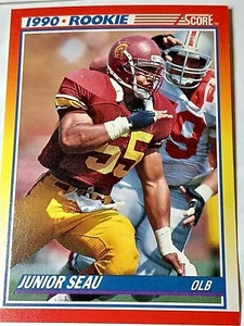 Tarjeta de fútbol americano 1990 Score #302 - Junior Seau RC Rookie - - Imagen 1 de 5