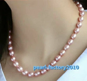 natural 18" AAA 7-8MM SOUTH SEA GOLD PINK purple PEARL NECKLACE 14K CLASP - Picture 1 of 3