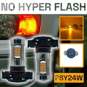Pair PSY24W 3030 SMD LED yellow amber indicator bulbs 24W PG20/4 LLB187A - Picture 1 of 8