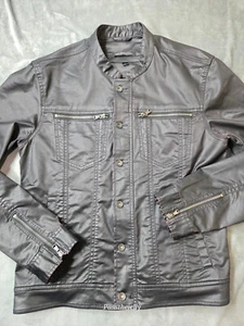 Chaqueta John Varvatos EE. UU. Para Hombre Grande Encerada Corte Moto Forrada Lujo Rock N Roll Cremallera - Imagen 1 de 17
