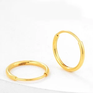 Pure 999 24k Gold Clip-Ons Hoop Earrings Beautiful Charm Jewelry 0.4g-0.7g - Picture 1 of 16