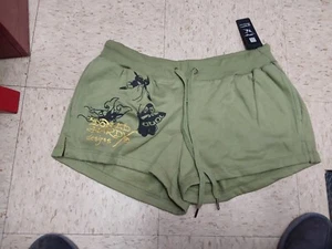 Nwt Ed Hardy Womens Fleece Shorts Olive Green L XL - Picture 1 of 2