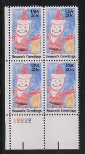 ALLYS STAMPS US Plate Block Scott #2108 20c Christmas Santa [4] MNH F/VF [STK] - Picture 1 of 1