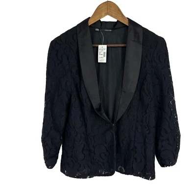 Blazer Maurices Manga Larga Satén Solapa Encaje Superposición Gancho y Ojo Cierre Talla XL Foto 1 de 4