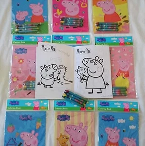 12 Peppa Pig Malbuch + 48 Buntstifte Kinder Party Gastgeschenke Tasche Füller Angebot - Bild 1 von 9