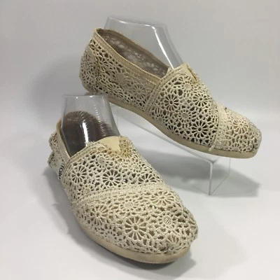 Zapatos sin cordones TOMS para mujer de encaje de ganchillo marfil blanco roto talla 7,5 Foto 1 de 4
