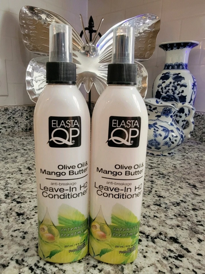 Lote de 2 acondicionadores H2 sin enjuague de aceite de oliva y mantequilla de mango Elasta QP 8 OZ Foto 1 de 2