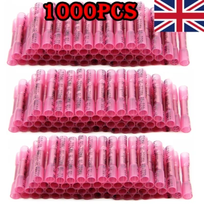 1000PCS Red 22-18 Waterproof Heat Shrink Butt Connectors Wire Crimp Terminal Kit - Image 1 of 4