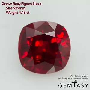 Cut stone - Ruby Pigeon blood Czochralski (Pulled) lab grown, 9x9mm 4.48ct - Picture 1 of 4
