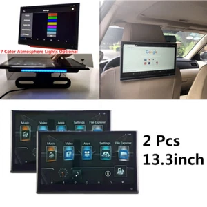 2Pcs 13.3" 1080P Android Vehicles Headrest Touch Monitors WIFI Bluetooth Player - Picture 1 of 11