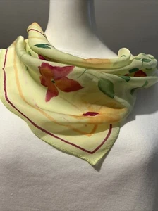 TALBOT SILK SCARF GREEN FLORAL SQUARE 20" A5 - Picture 1 of 5