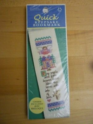 Quick Keepsake Bookmark Counted Cross Stitch Kit w/ Charm Angels Bless this Home - Image 1 of 4