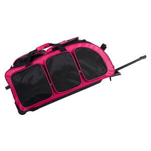 Pink 30 Inch Rolling Duffel Bag Luggage Carry-on Suitcase Multi-Pocket 12x30x13