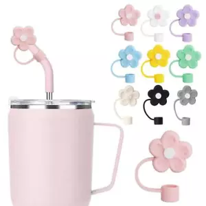 1xCherry Blossom Silicone Straw Cover Cap For Stanley Cup,Straw Topper 10mm DIY - Picture 1 of 31