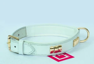 COLLARES DE CUERO DE DISEÑO PARA PERROS TOTALMENTE ACOLCHADOS CON MONTAJE DE LATÓN EN 6 COLORES - Imagen 1 de 23
