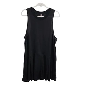 Abito Free People Movement grande nero corte plissettato maglia trasparente senza maniche - Foto 1 di 11